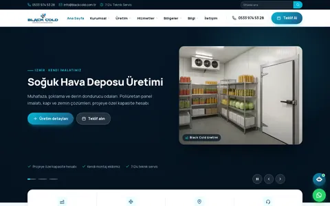 Black Cold — Kurumsal web sitesi ve ürün kataloğu ekran görüntüsü