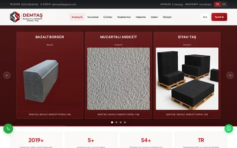 DEMTAŞ Doğal Taş — Ürün kataloğu ve kurumsal web sitesi ekran görüntüsü
