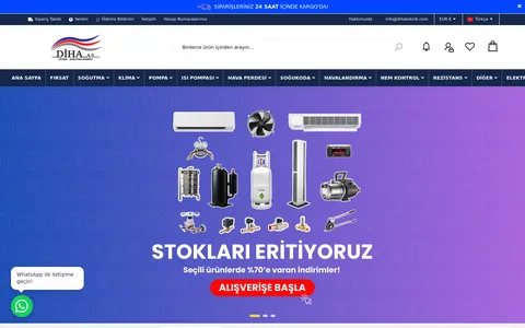 Diha Teknik — Çok kategorili e-ticaret sitesi ekran görüntüsü