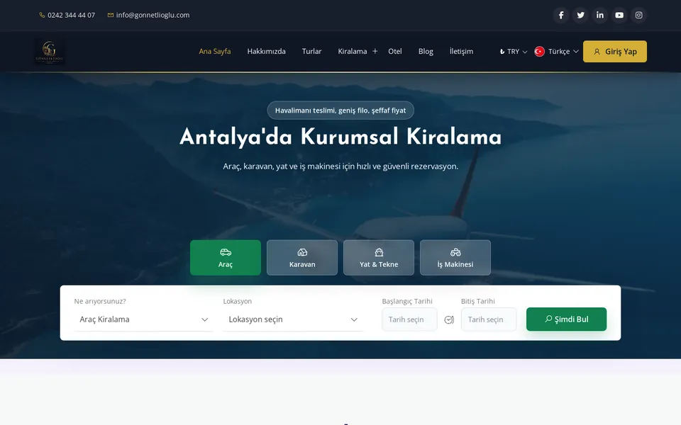 Gönnetlioğlu — Online rezervasyon sistemi ve çok dilli web sitesi