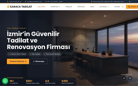 Karaca Tadilat — Kurumsal web sitesi ve yerel SEO yapısı ekran görüntüsü