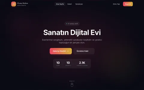 Oyma Kalem Sanat Galerisi — Üyelikli web platformu ekran görüntüsü