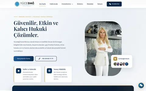 Yücedağ Hukuk Bürosu web sitesi ekran görüntüsü
